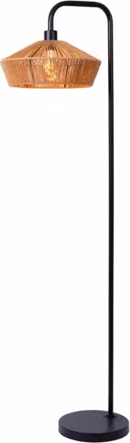 Lampada da terra YUNKAI Lucide in carta e metallo beige e nera con attacco E27, H: 150 cm, L: 46 cm, P: 46 cm