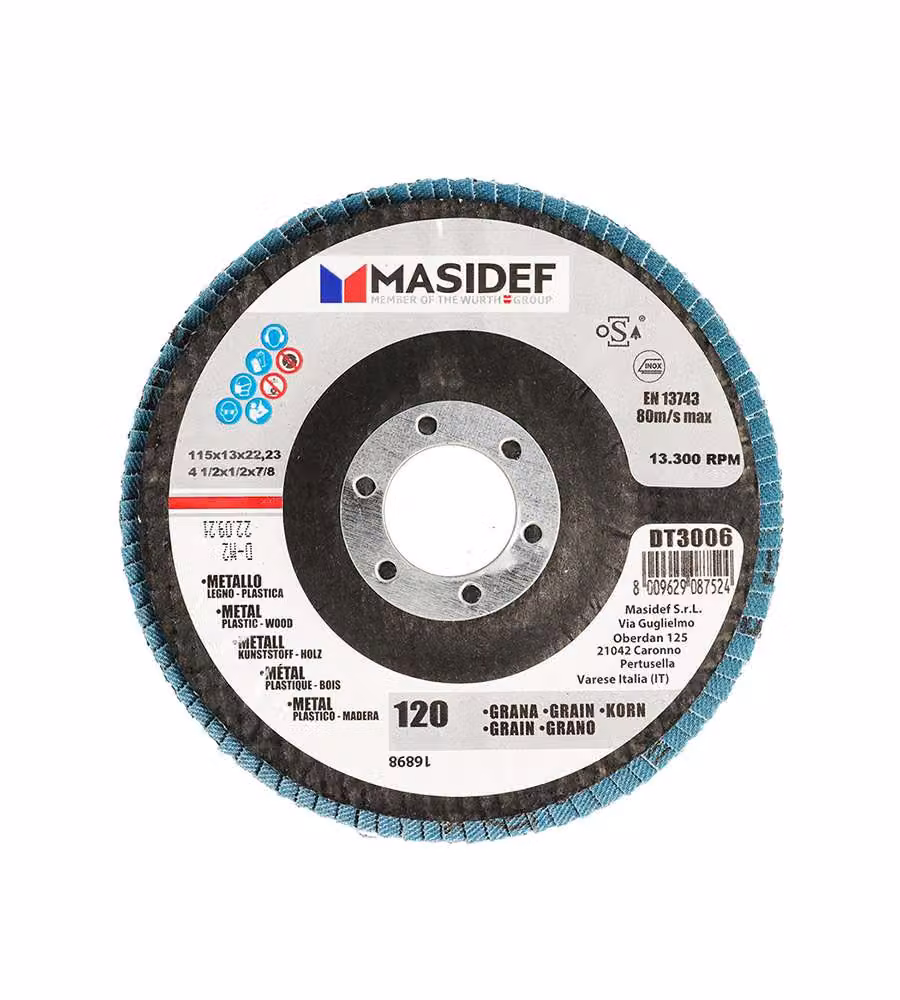Disco abrasivo lamellare D.115x13mm gr 120 univ