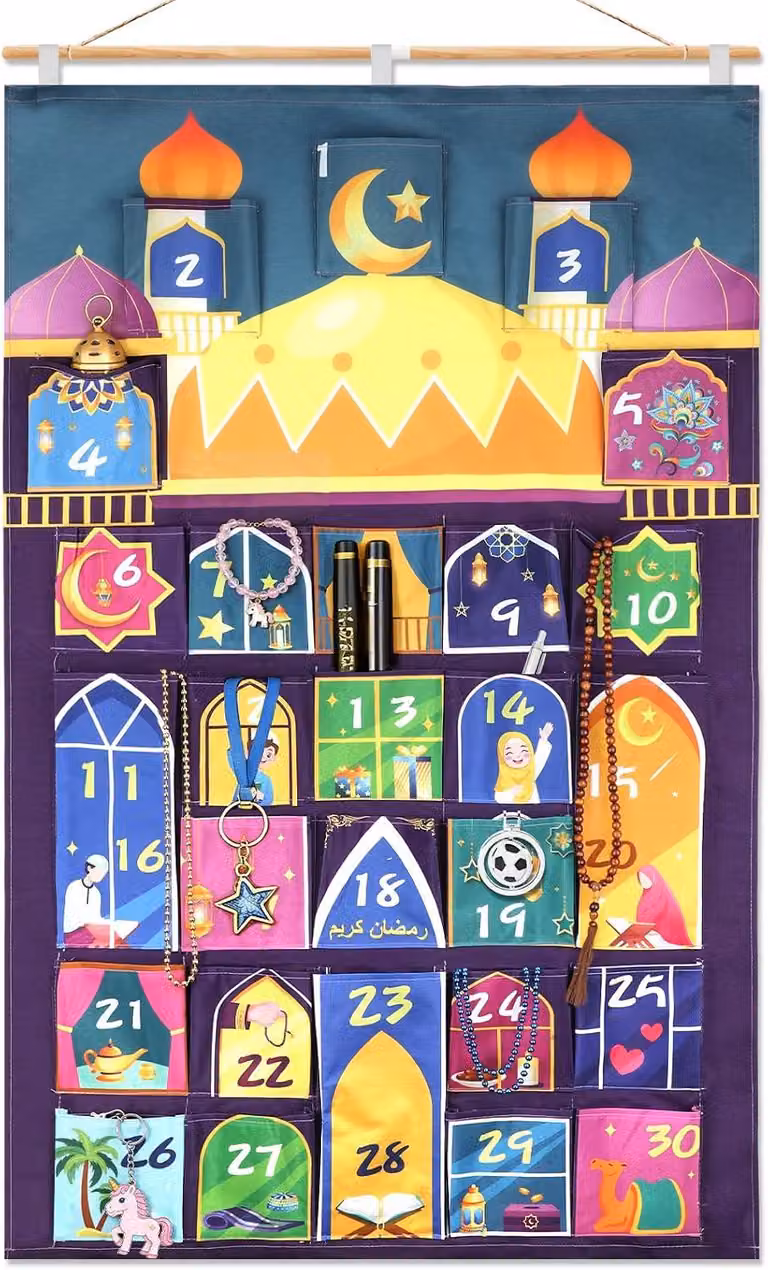 Moschea creativa - Calendario del Ramadan da personalizzare - Tessuto - Calendario dell'Avvento vuoto per il Ramadan - Fai da te - Regali decorativi