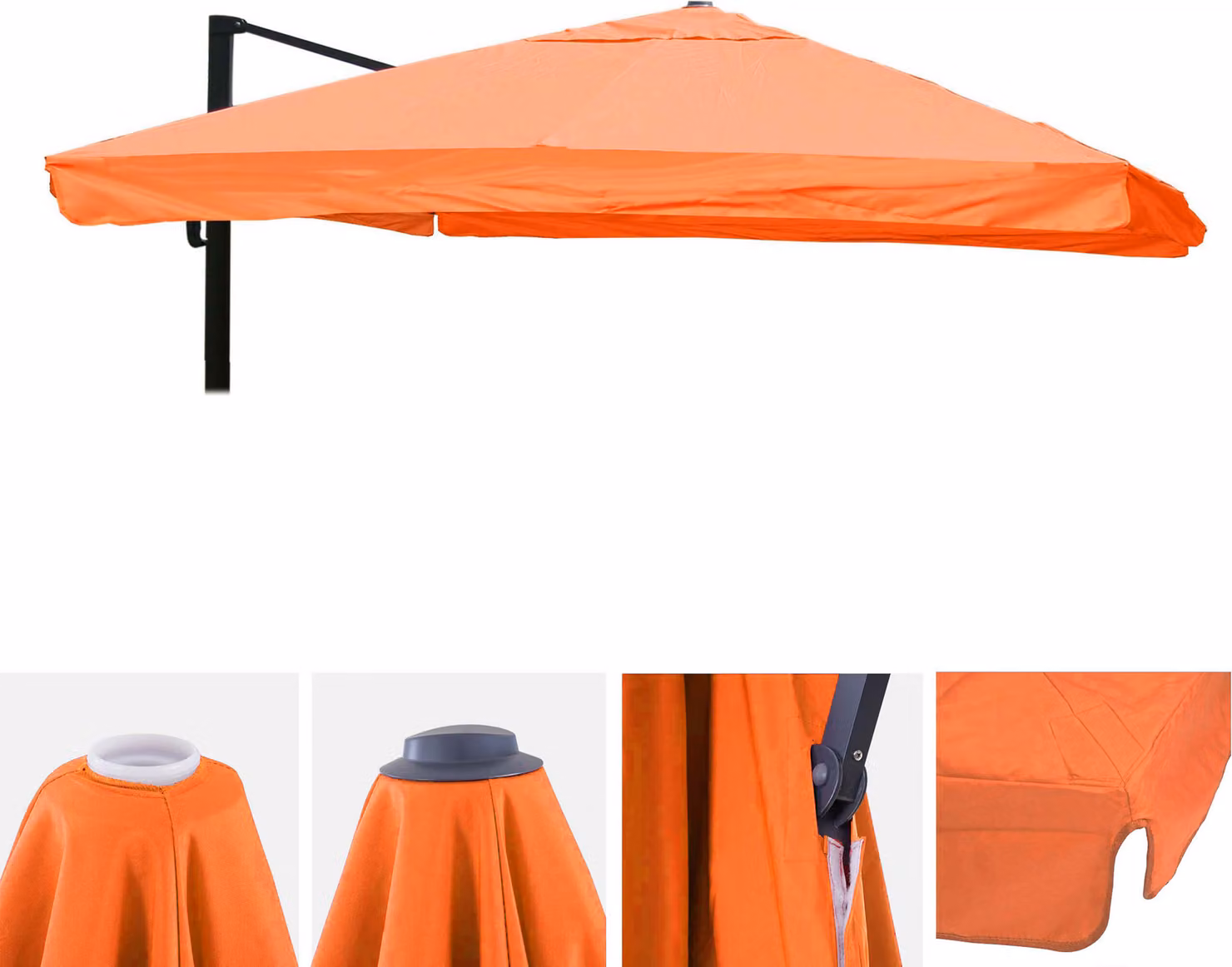 Copertura di ricambio per ombrellone a semisferica HWC-A96 con lembo, copertura per ombrellone, 3x3 m (Ø 4,24 m), poliestere ~ terracotta