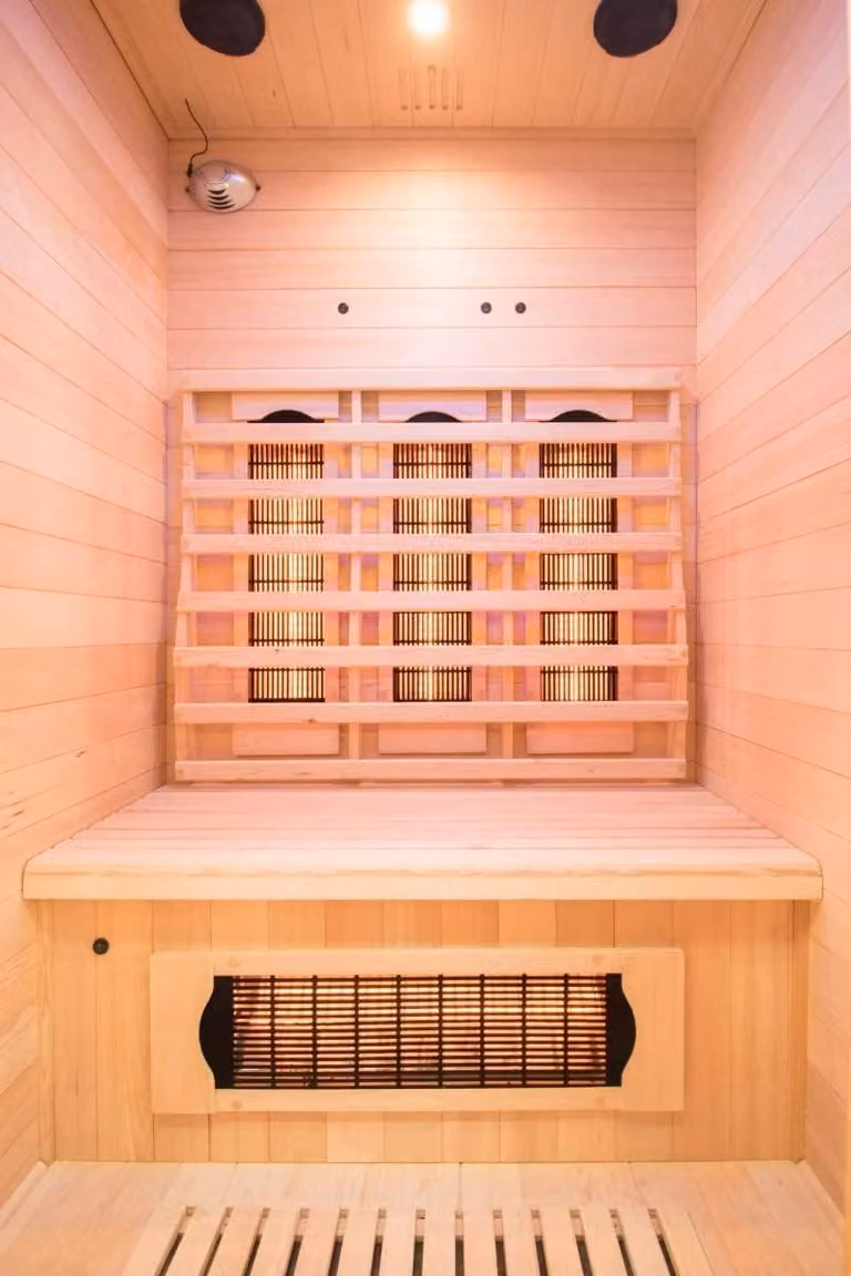 Sauna a infrarossi per 2 persone, dotata di 5 emettitori di quarzo, cromoterapia a 7 colori e ionizzatore