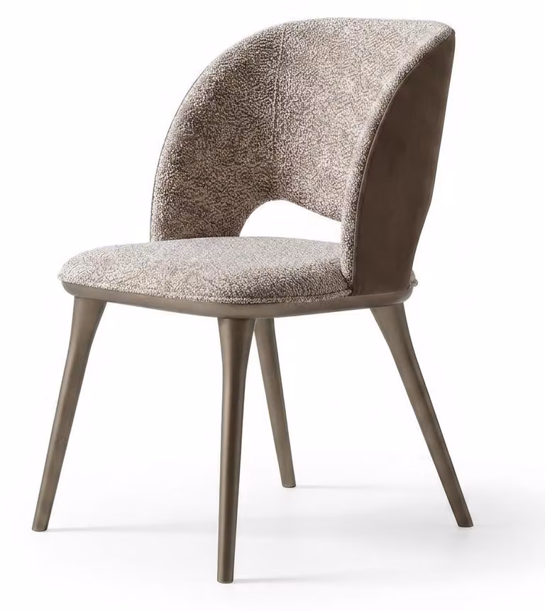 Poltrona imbottita moderna, beige, elegante, ideale per la sala da pranzo, sedia di design, sedia da cucina