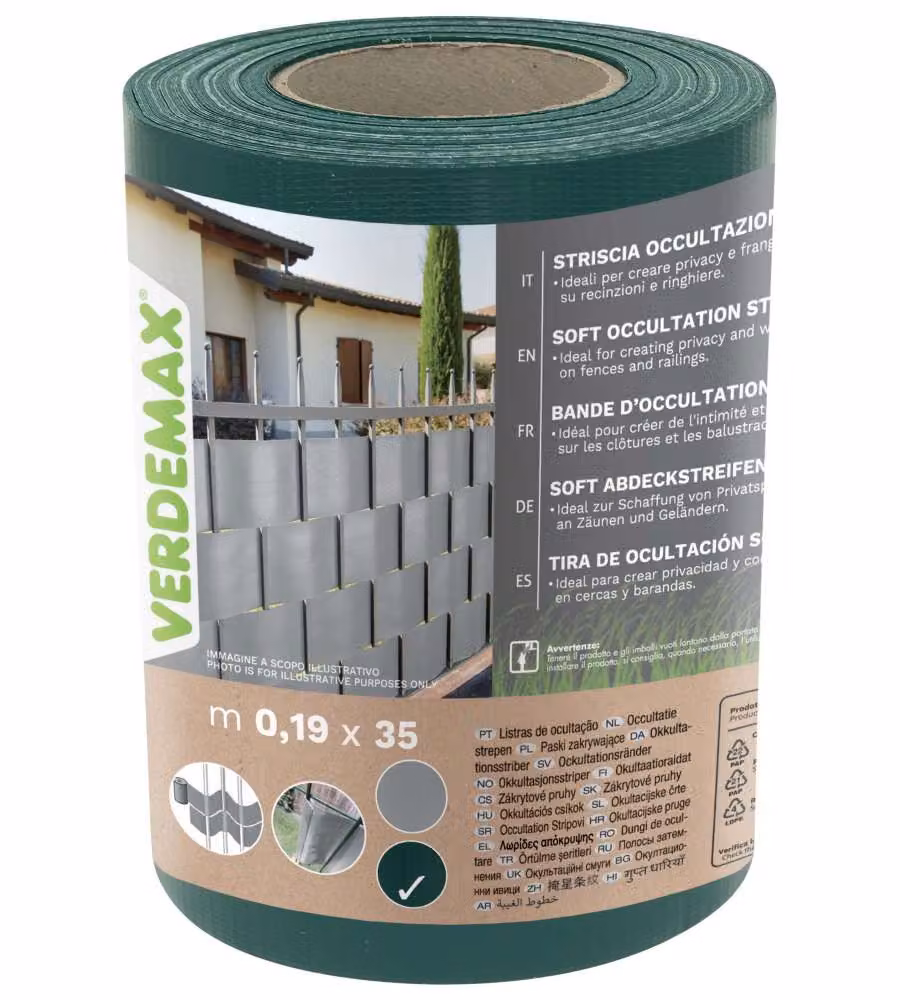 VERDEMAX Striscia Occultazione Soft PVC Verde 0,19x35 m Anti UV