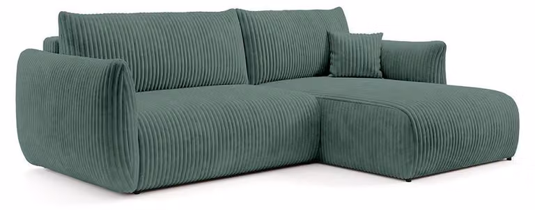 Divano angolare con funzione letto, modello Alloro, lato destro, colore farnschatten