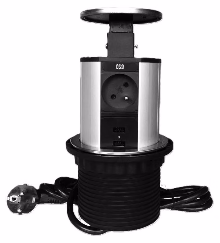 Guida estraibile IN 553003 2 lati, 3 prese + 2 USB