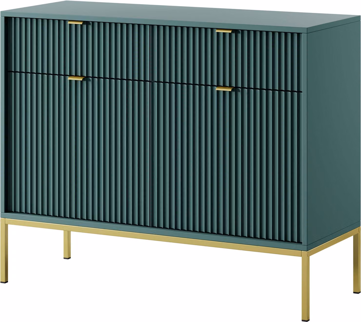 FURNLUX Credenza Avon Verde e Oro 104cm / Colore principale: Verde / Dimensioni: 104 x 83 x 39 cm