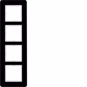Berker 10146076, nero, vetro, senza viti, Berker, Q.7, 95,2 mm