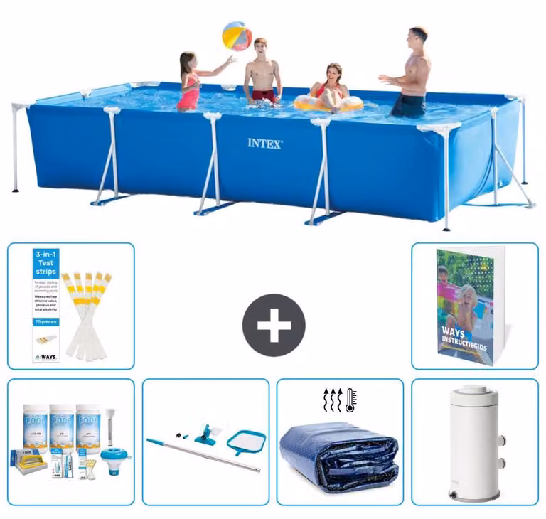 Piscina fuori terra rettangolare - 450x220x84 cm - composta da 5 elementi, modello S93