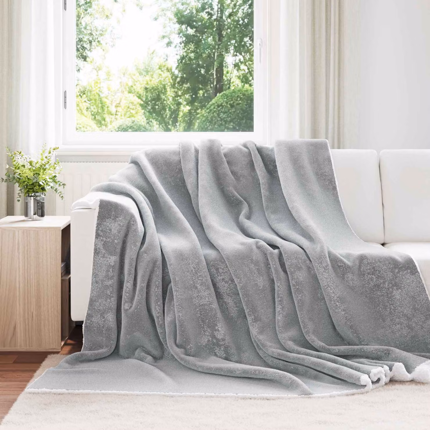 Coperta in pile morbida vidaXL Grigia L: 240 cm, P: 270 cm