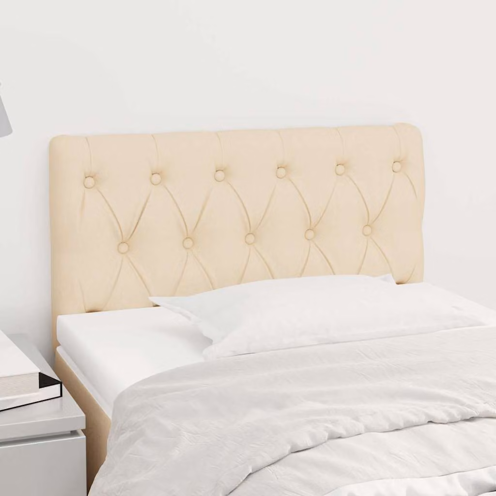 Testiera per letto vidaXL in tessuto beige con struttura in legno L: 80 cm, P: 7 cm, H: 78-88 cm
