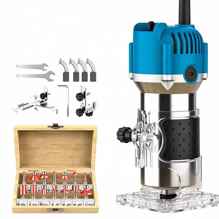 Fresatrice a colonna - Fresatrice elettrica per legno - 800 W - 30.000 giri/min - Set di 15 frese - Lavorazione del legno - Fresatura e incisione