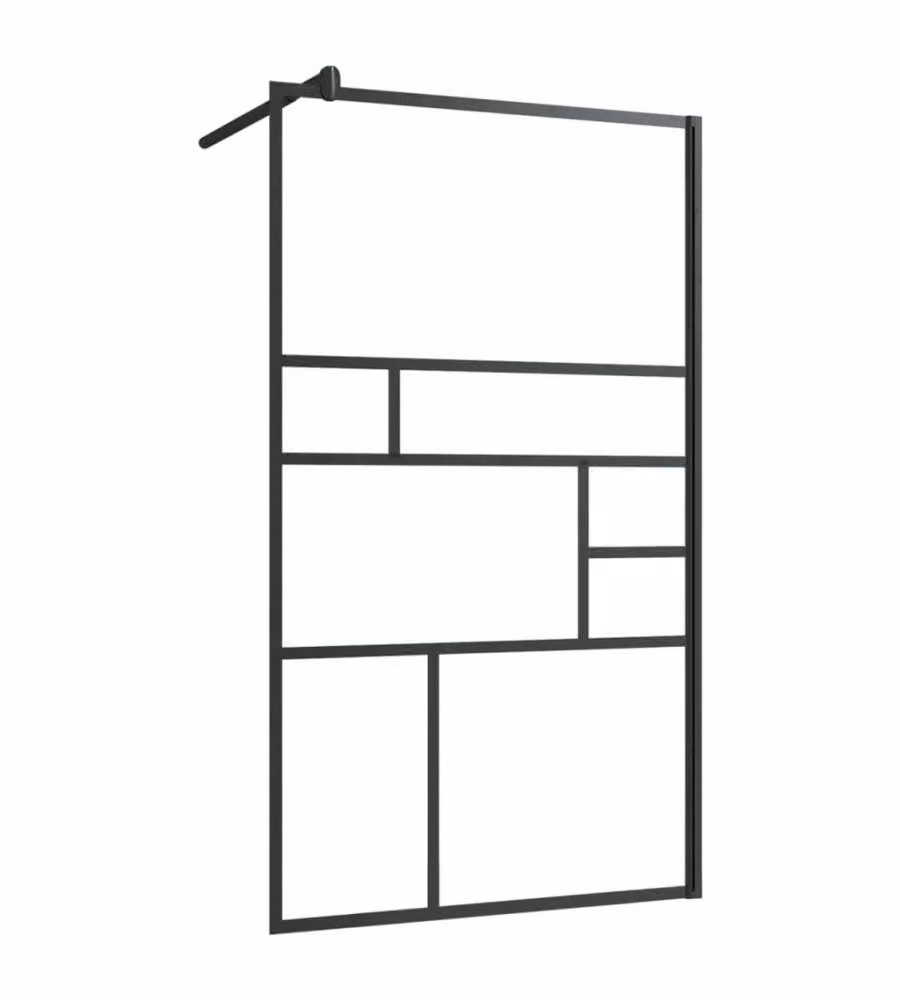 Parete per Doccia Walk-in vidaXL in Vetro Trasparente ESG, Colore Nero, L: 90 cm, H: 195 cm – 2