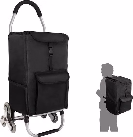Carrello per spesa con ruote - Ripiegabile - Tasca per spesa rimovibile - Carrello per spesa portatile