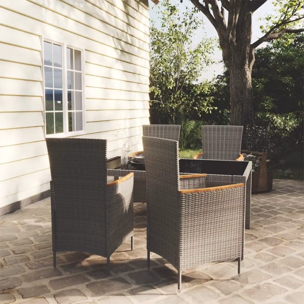Maison Exclusive - Set da pranzo da giardino 5 pezzi con cuscini in polyrattan grigio