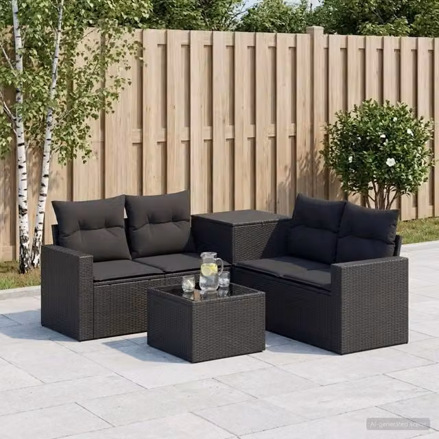 Set di divani 6 pz Nero 55 x 55 x 37 cm 3447388