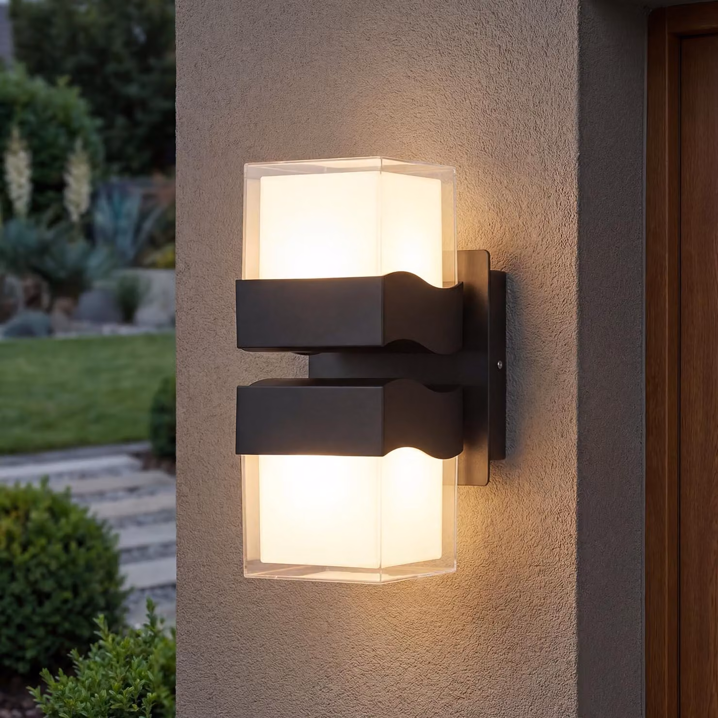 LED luce esterna Up Down IP54 nero angolare moderno casa ingresso giardino lampada da parete