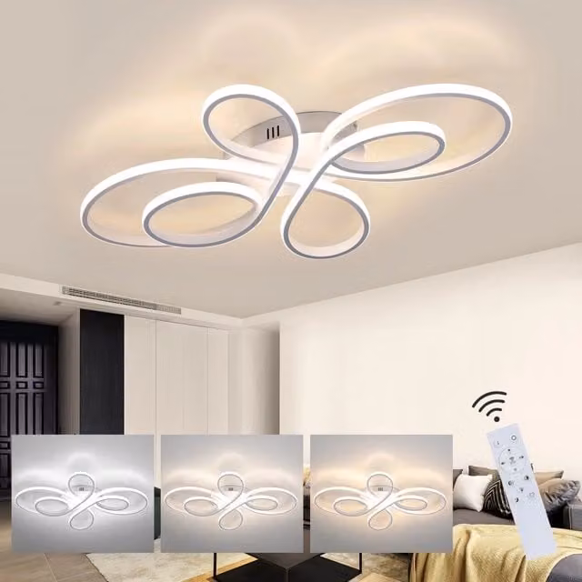 ZMH Lampada da soffitto LED bianca moderna con telecomando e dimmerabile da 78W, diametro 80 cm