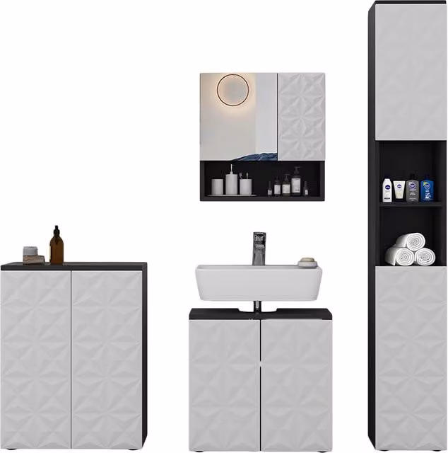 Set di mobili da bagno Edge Nero 4 pezzi Vicco
