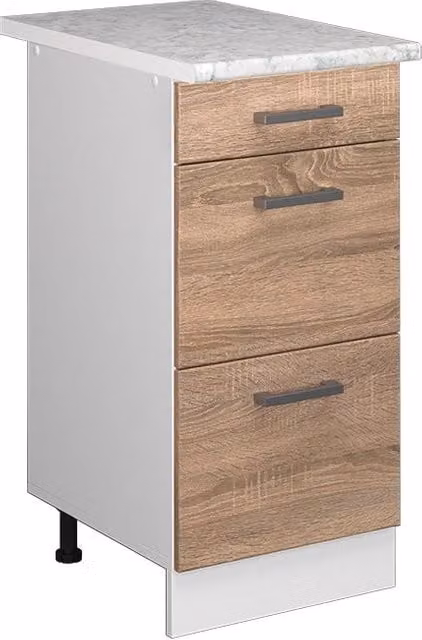 Mobiletto base per cucina Vicco R-Line Sonoma e Bianco con cassetti in MDF L: 40 cm – 1