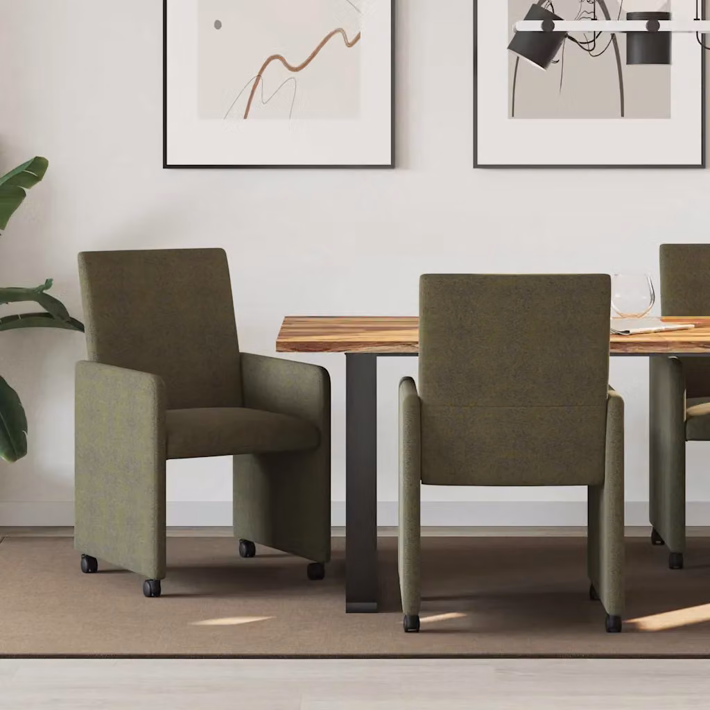 Set di 2 sedie da pranzo vidaXL con ruote in pelle sintetica verde militare L/P/H: 57 x 66 x 94 cm – 1