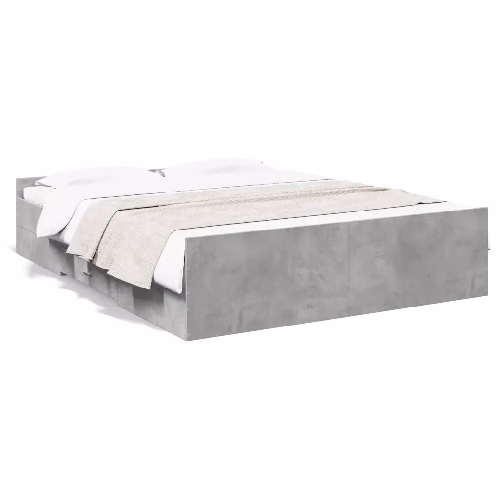 Letto con cassetti moderno vidaXL in legno multistrato grigio, L: 140 cm, P: 200 cm – 2