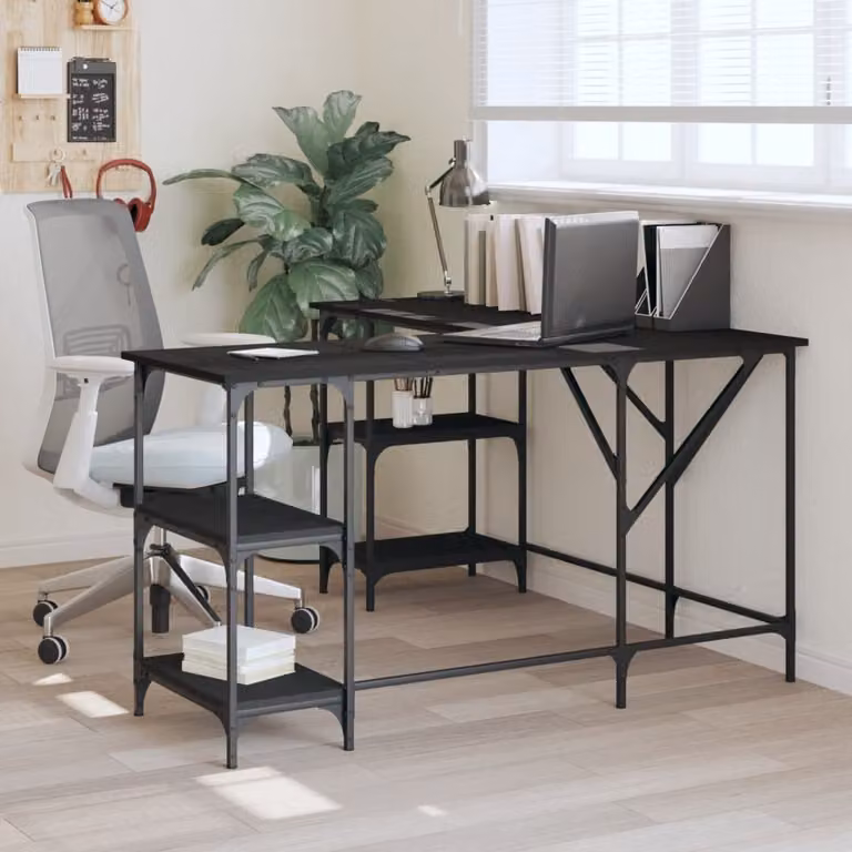 Maison Exclusive - Scrivania nera 139x139x75 cm Materiale ligneo