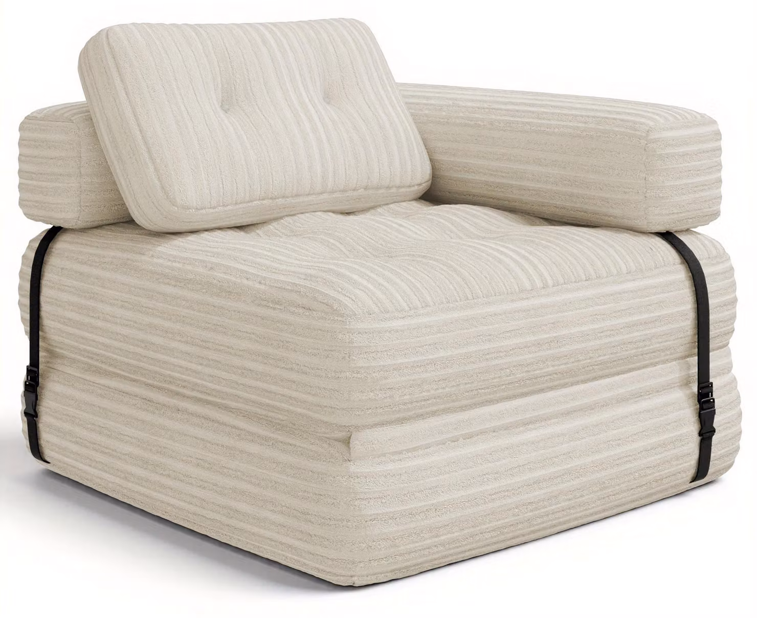 Poltrona relax 2 in 1 - Poltrona da lounge - Poltrona con schienale - Poltrona imbottita - Poltrona reclinabile - Colore beige