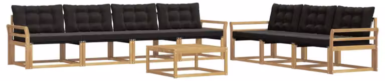 Set di divani da esterno, 8 pezzi, bianco e nero