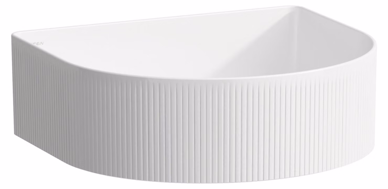 LAUFEN Sondeur courant pour lavabo avec texture, sans trou pour robinet, sans trop-plein, 410x365mm, avec couvercle en céramique pour robinet de vidange, blanc, H8123430001121, H8123430001121