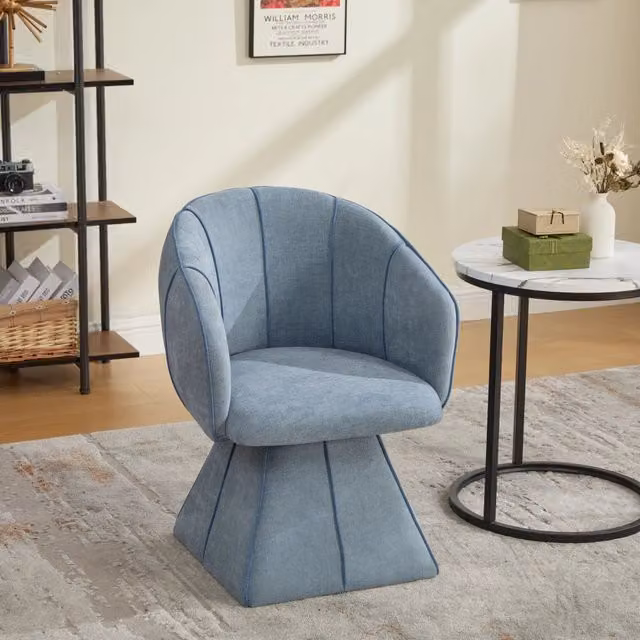 Poltrona girevole REDOM in tessuto blu con braccioli L/P/H: 56 x 54 x 74,5 cm