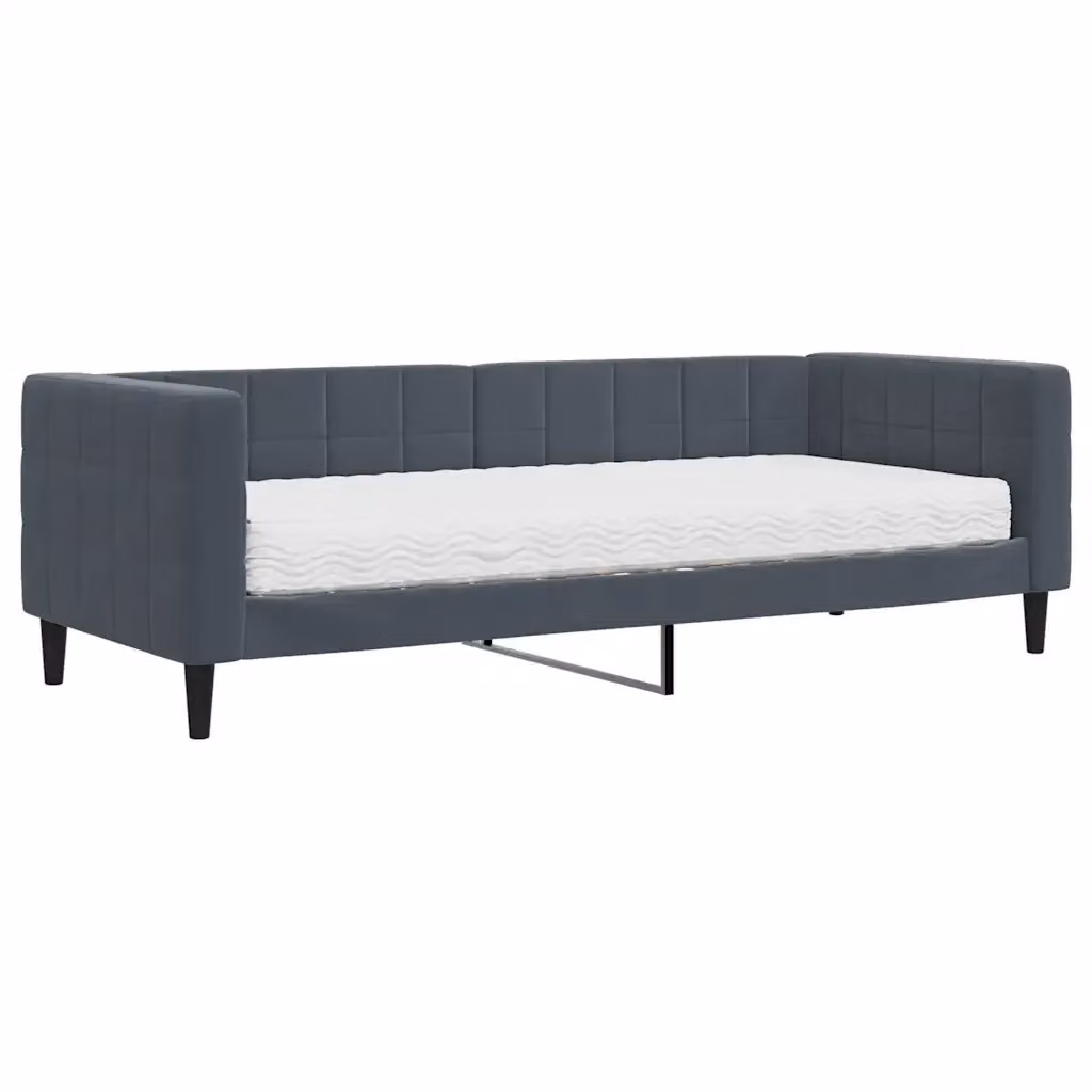 Divano Letto Design Mania in Velluto Grigio con Funzione Notte L: 200 cm, P: 80 cm, H: 68 cm – 2