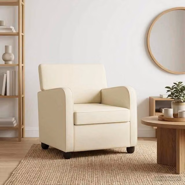 Poltrona moderna in velluto beige vidaXL con braccioli e seduta in schiuma per soggiorno o camera da letto