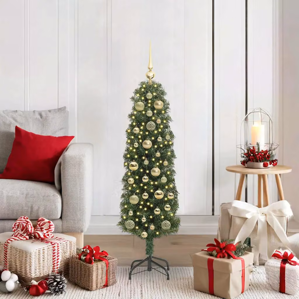 Albero di Natale artificiale moderno vidaXL verde con 150 LED luce bianca calda, Altezza: 120 cm