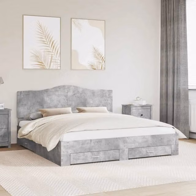 Struttura del letto con testiera-Giroletto con Testiera Grigio cemento 200 x 200 cm 361233