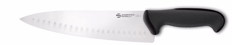 Coltello Trinciante cuoco linea Tecna di Sanelli Ambrogio, lama alveolata cm 24, manico nero