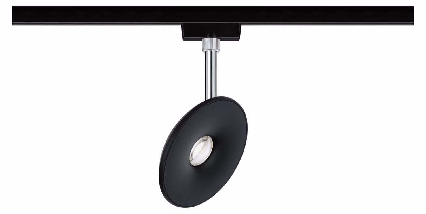 URail, faretti a binario, modello Sphere, singolo faretto, 600 lumen, 7,4W, 4000K, dimmerabile, 230V, colore nero opaco
