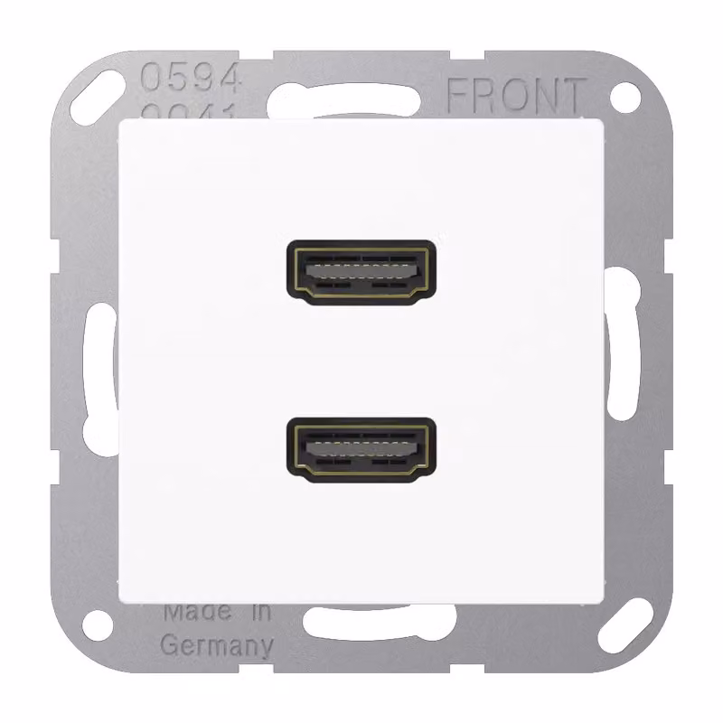 Connessione multimediale bianco alpino 2 x HDMI con anello di supporto - Connettore multifunzione bianco MA...