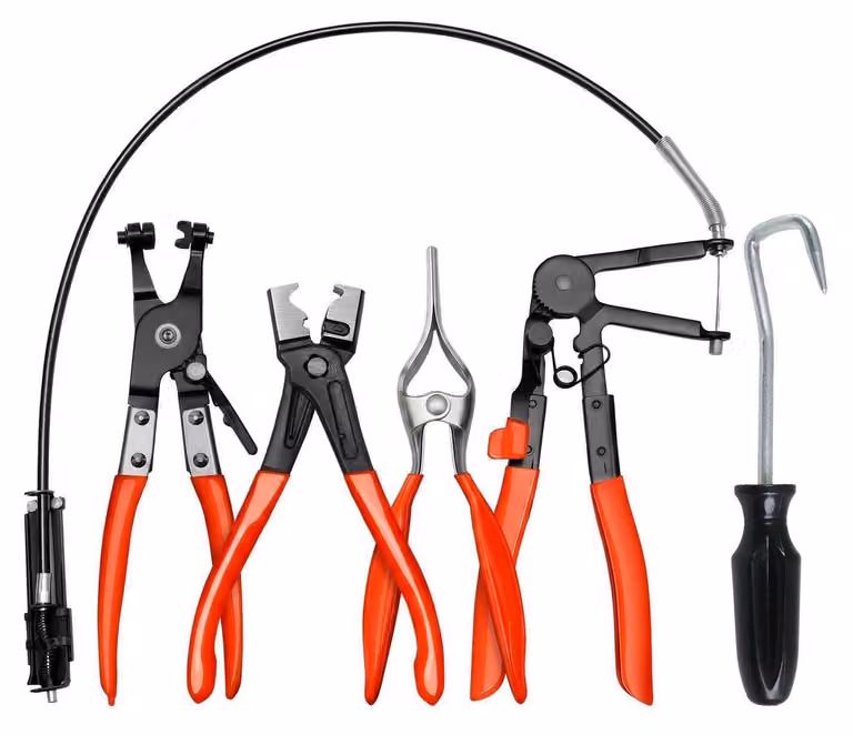 Set di 5 pinze per fascette di tubi, attrezzo per auto, colore rosso