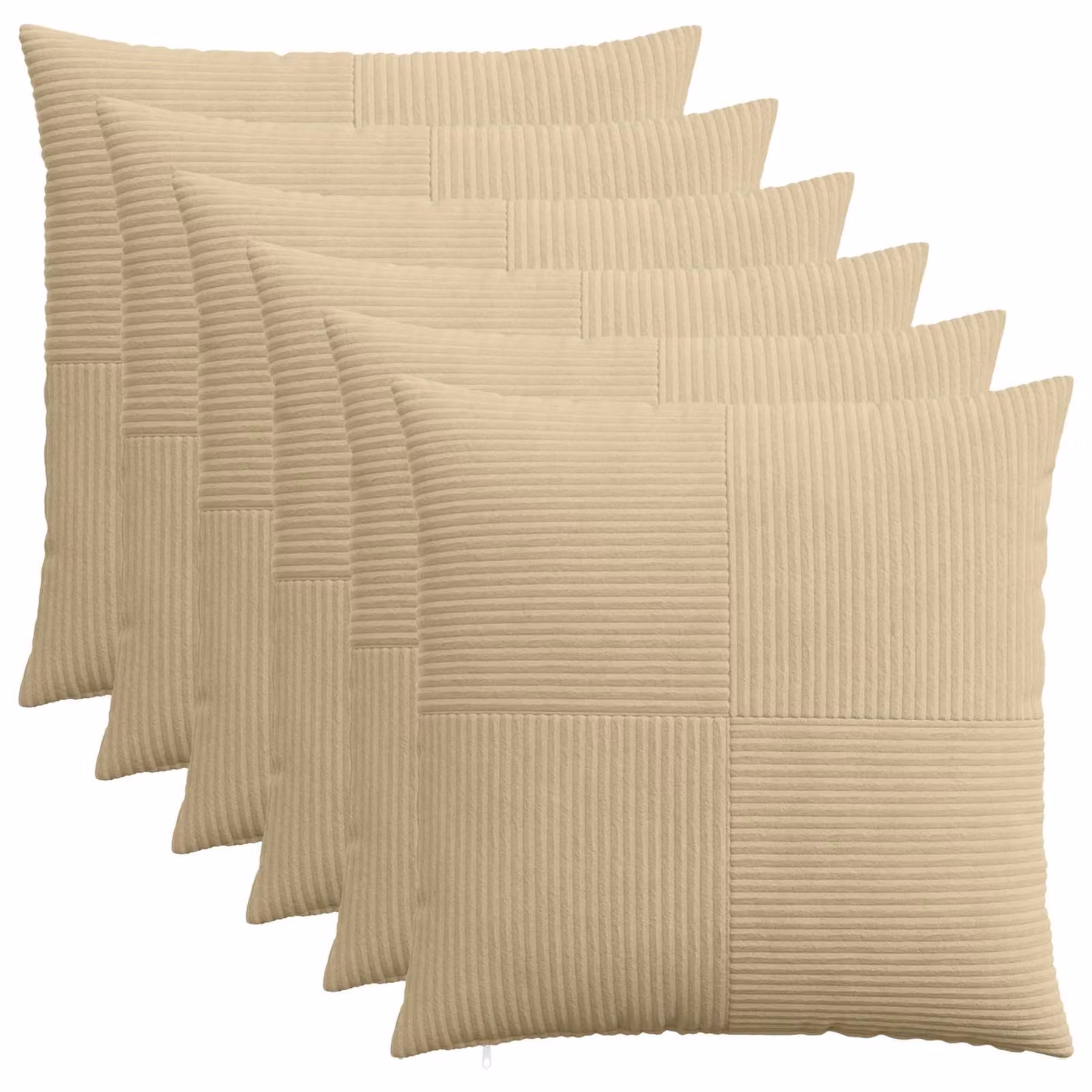 Set di 6 federe vidaXL ALMELO in velluto a coste, Grigio Verde, 70 x 70 cm