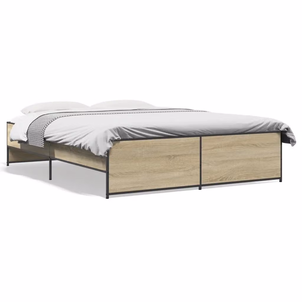 vidaXL Giroletto Rovere Sonoma in Legno e Metallo, Colore Marrone, L/P: 160 x 200 cm – 2