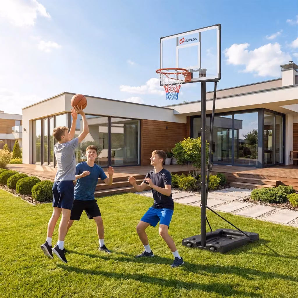 Canestro da basket portatile con altezza regolabile da 226 a 361 cm, tabellone infrangibile e base riempibile con ruote, colore bianco – 2