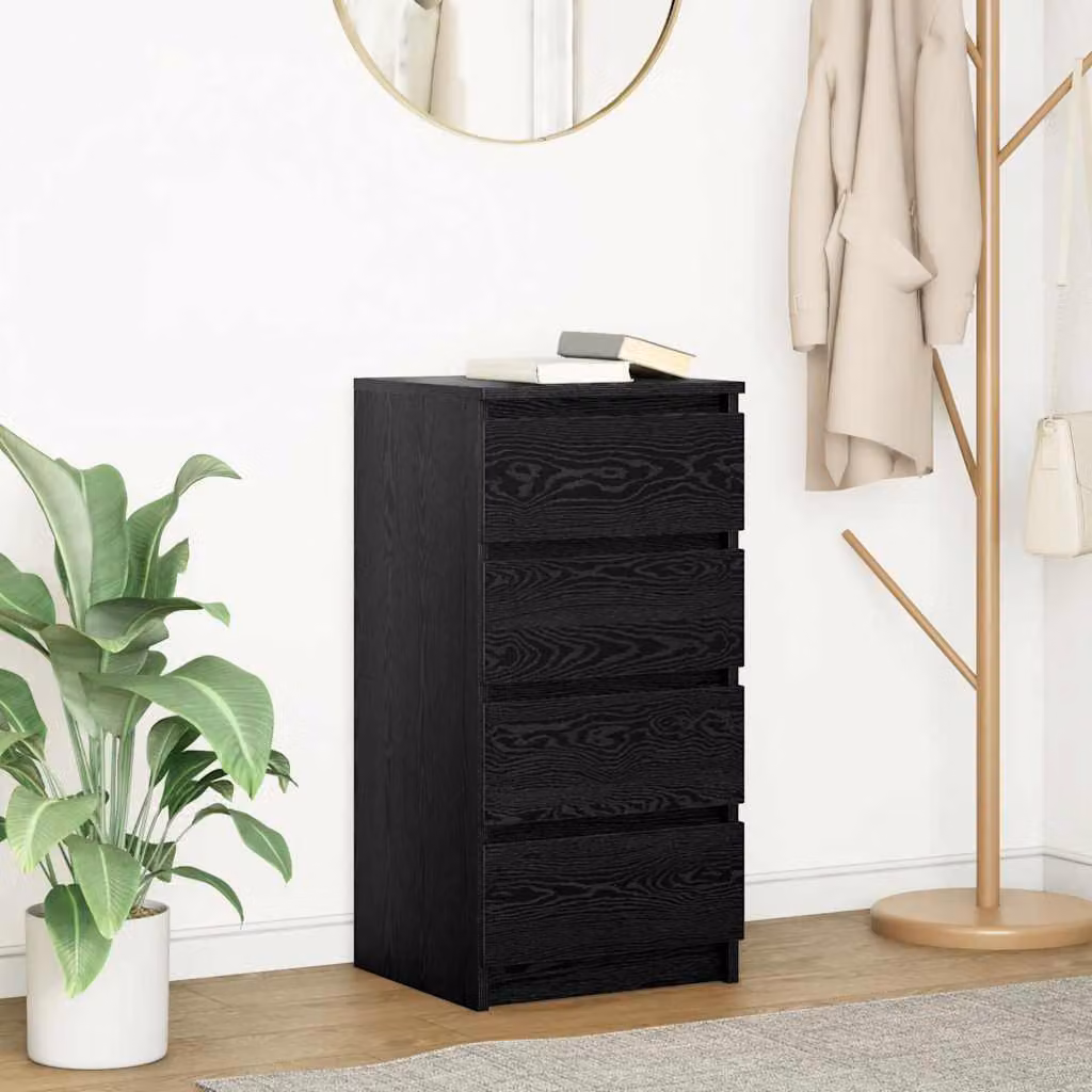 Credenza moderna vidaXL in legno multistrato e MDF, colore nero, L 37,5 cm x P 35 cm x H 76 cm