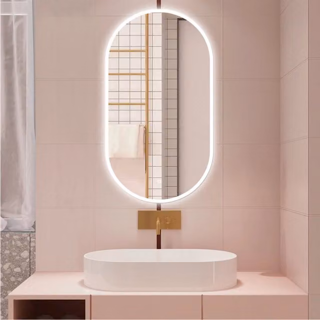 Specchio da bagno AICA rettangolare con luce LED dimmerabile, interruttore touch, funzione memoria e antiappannamento, L 50 cm x H 90 cm