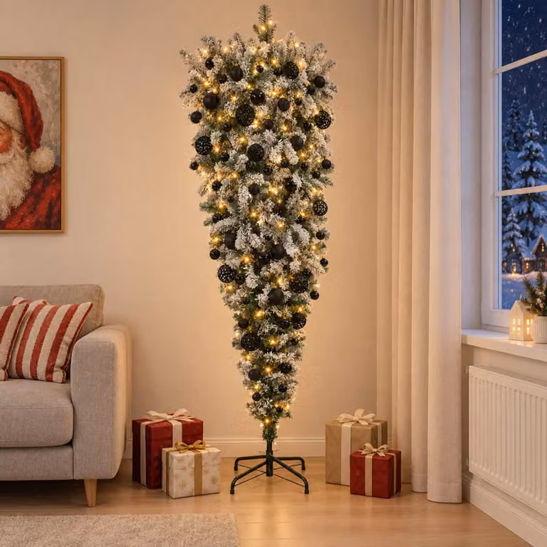 Albero di Natale artificiale rovesciato con cerniere, altezza 180 cm