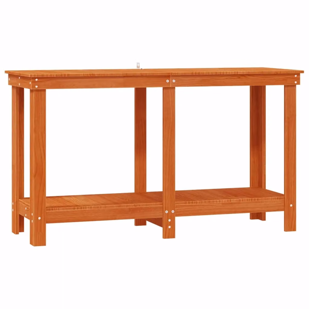 Banco da lavoro con scaffale vidaXL in legno marrone L 140 x P 50 x H 80 cm – 2
