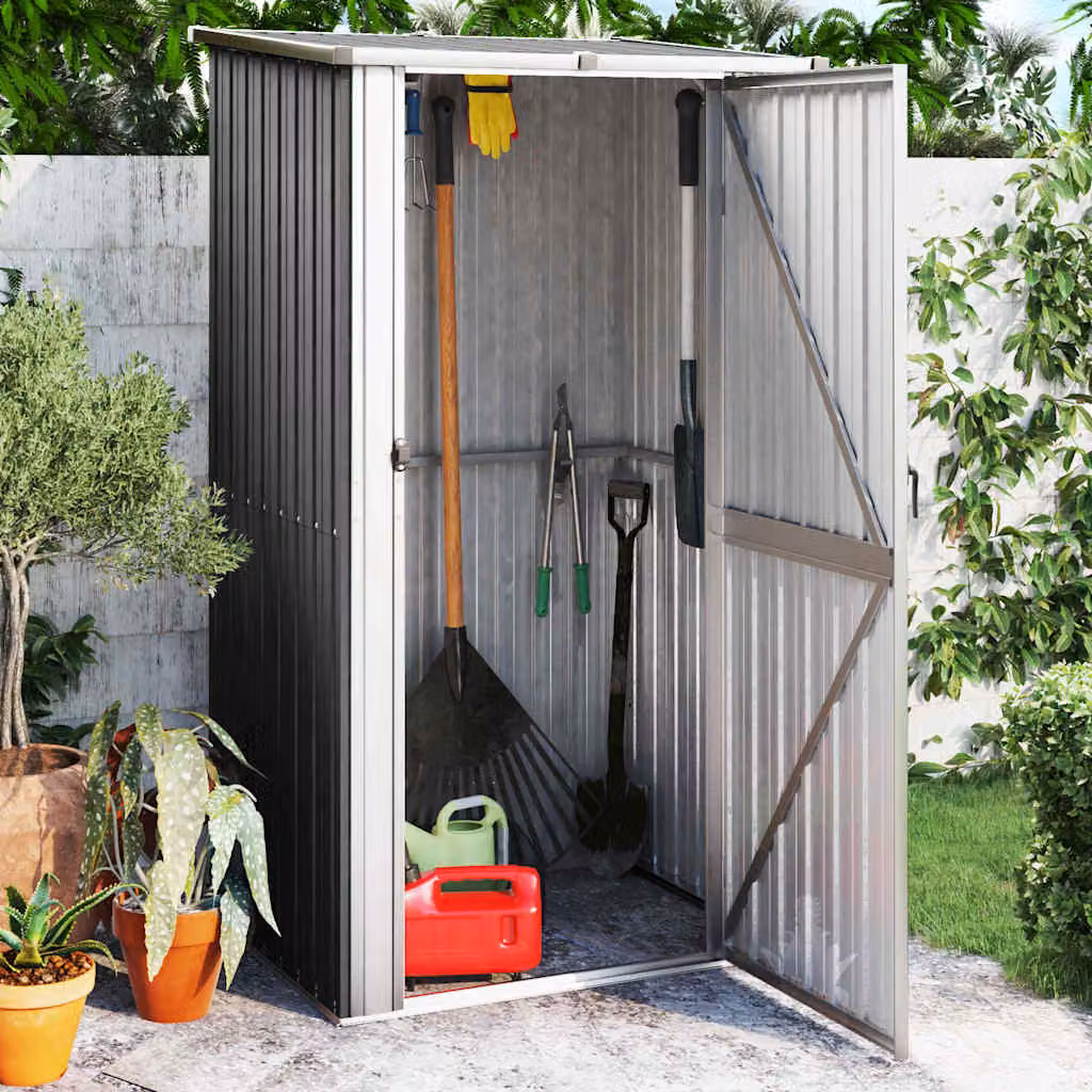 vidaXL Capanno da Giardino in Acciaio Zincato Antracite L: 118,5 cm, P: 97 cm, H: 209,5 cm