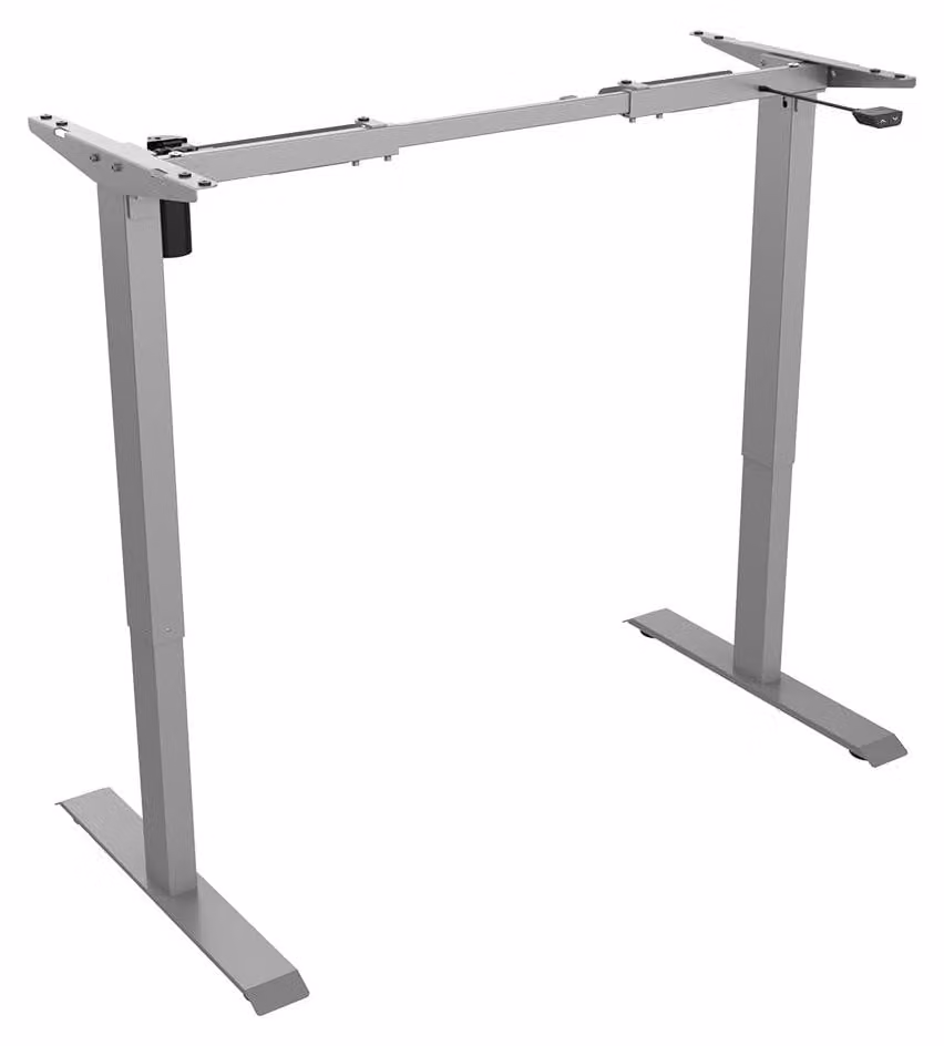 Scrivania regolabile elettricamente, con possibilità di seduta e lavoro in piedi - Altezza regolabile da 71 a 121 cm - Struttura in metallo color argento - Adatta per uso domestico e per l'ufficio