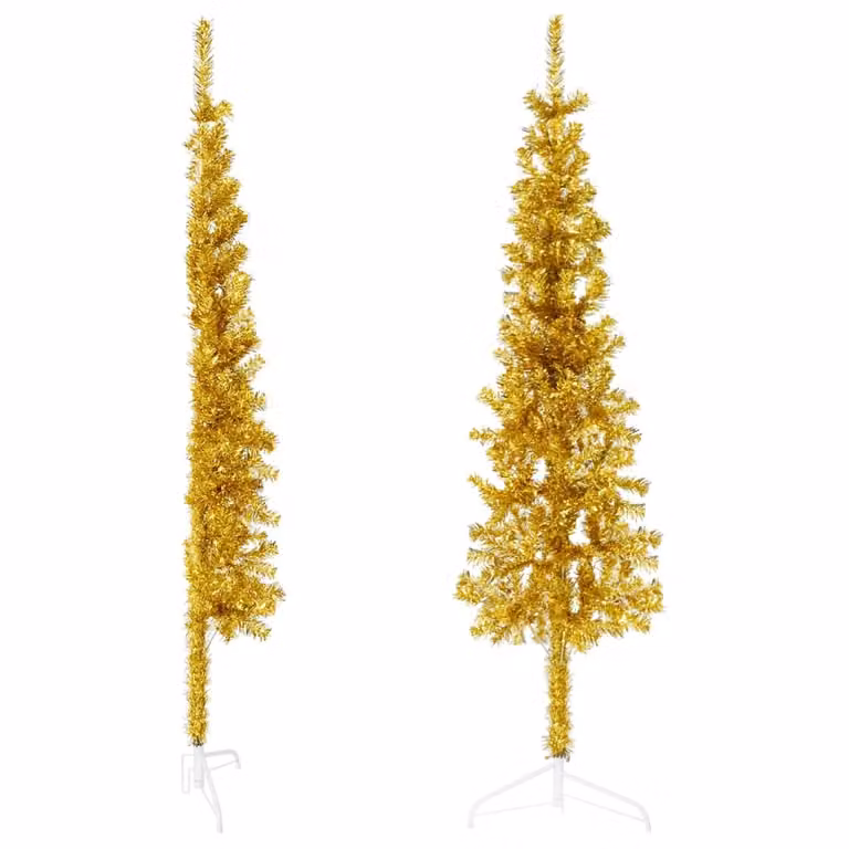 Maison Exclusive - Albero di Natale artificiale a metà, con base, design sottile, color oro, 150 cm