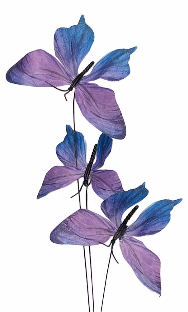 Clayre & Eef Decorazione Ramo con farfalla 10x10x65 cm Viola Tessuto