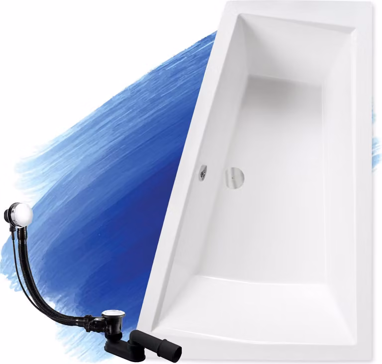BADLAND vasca angolare rettangolare Intima per due persone DESTRA 170x125 con set di scarico e piedini GRATIS senza rivestimento senza poggiatesta